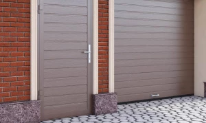 Секционные ворота с калиткой и пружинами растяжения серии rsd01lux (люкс)