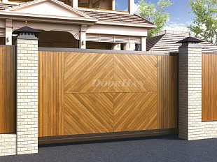 Автоматические откатные ворота под дерево DoorHan премиум классик серии slg-a 4000x2500